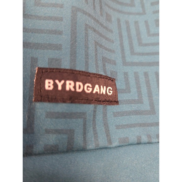 BYRDGANG Men's Polo Shirt Teal Blue Geometric Print Short Sleeve Golf Size 2XL - Picture 5 of 8